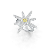 14K Gold Semi Mount Ring Setting Round RD 4x4mm Starburst Theme Diamond Accent DHJ