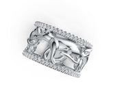 14K Gold Ring with or Moissanite Walking Panther Theme Diamond Accent DHJ