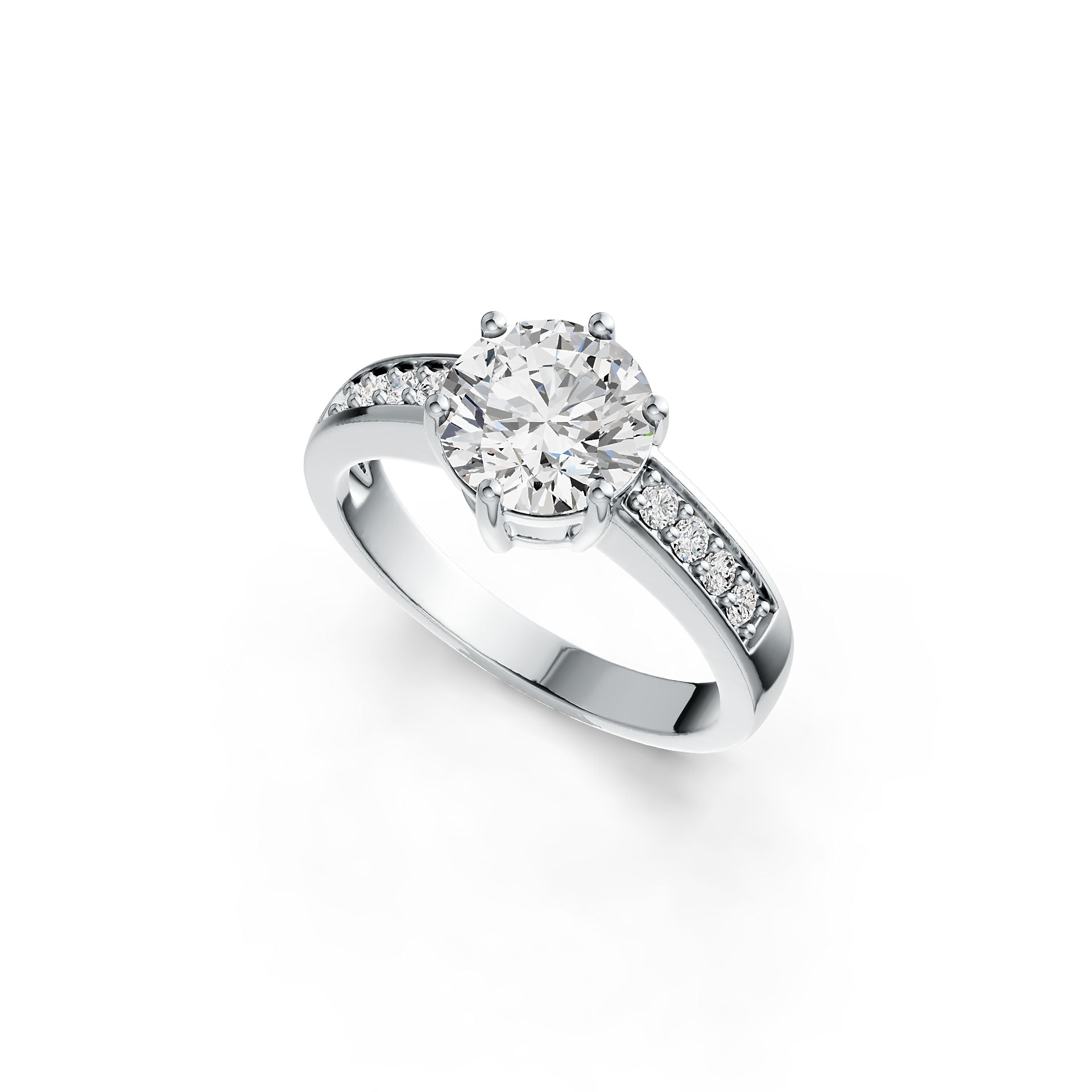 10K Gold Semi Mount Ring Setting Round RD 8x8mm with Moissanite Accent DHJ