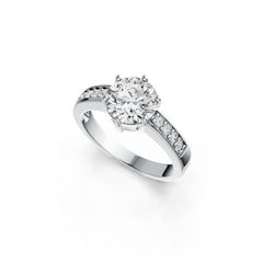 10K Gold Semi Mount Ring Setting Round RD 8x8mm with Moissanite Accent DHJ