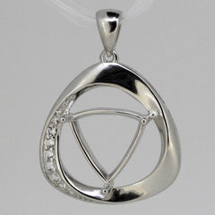 18K Gold Semi Mount Pendant Setting Trillion Tri 7x7mm Halo with Diamond Accent Syzjewelry