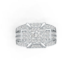 Sterling Silver Men's Engagement Wedding Ring with White Topaz or Moissanite DHJ