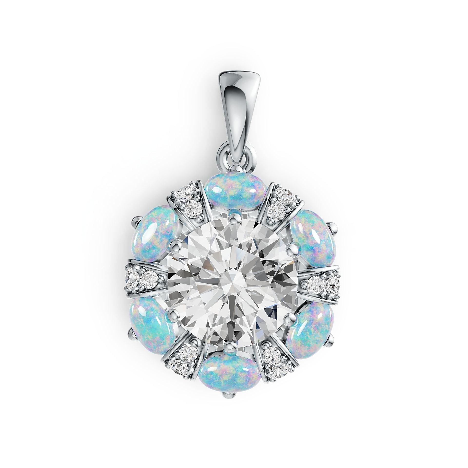 Sterling Silver Semi Mount Pendant Setting Round RD 10x10mm OV Cabochon 5X4mm DHJ