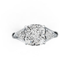 Sterling Silver Semi Mount Ring Setting Cushion CU 9X9mm TRI 4X4mm DHJ