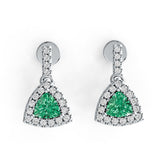 18K Gold Semi Mount Earrings Setting Trillion TL 4X4mm Diamond Accent DHJ