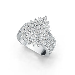 18K Gold Cluster Ring Pear-Shaped with White Topaz or Moissanite Diamond Accent DHJ