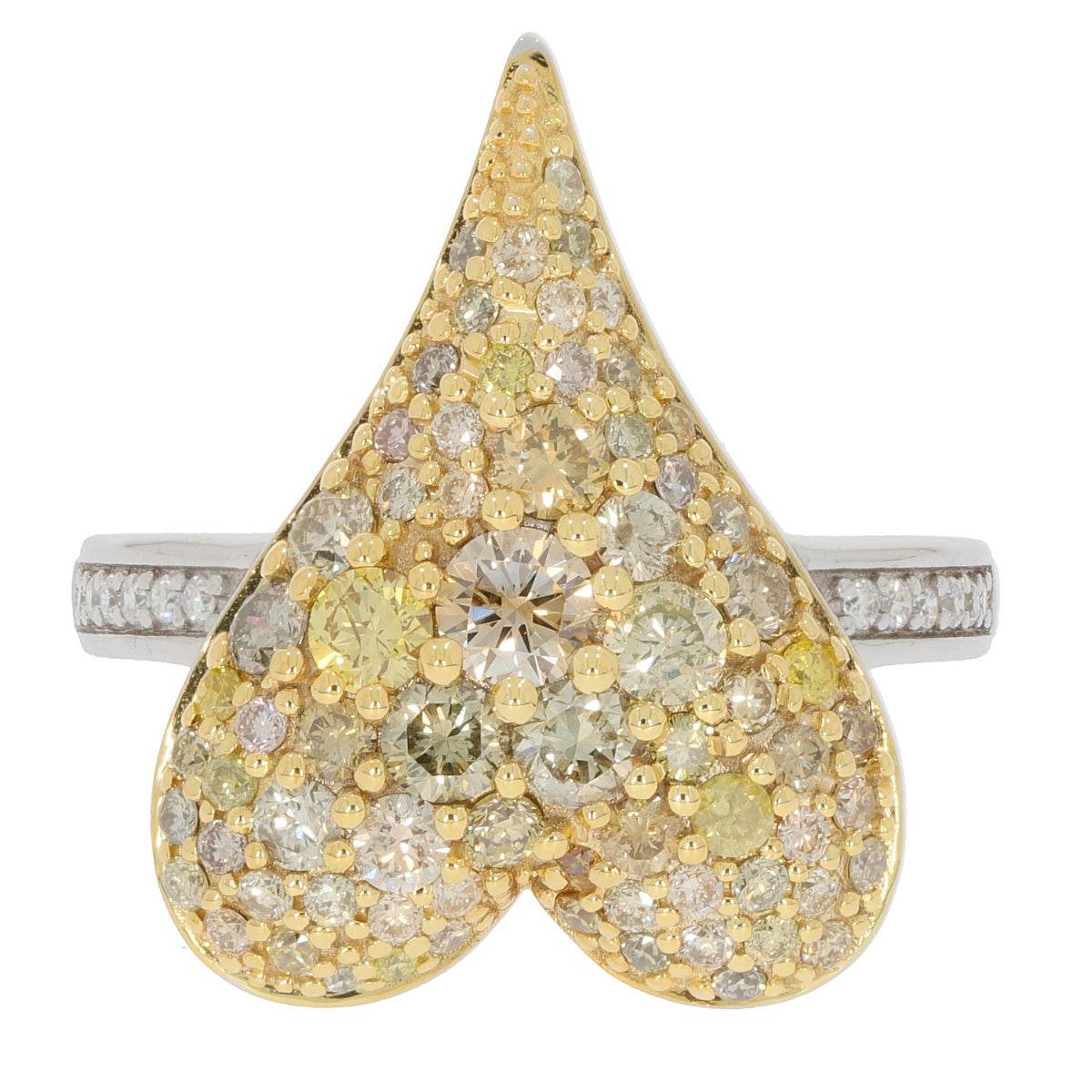 Platinum Ring with White Topaz or Moissanite Heart Theme Diamond Accent DHJ