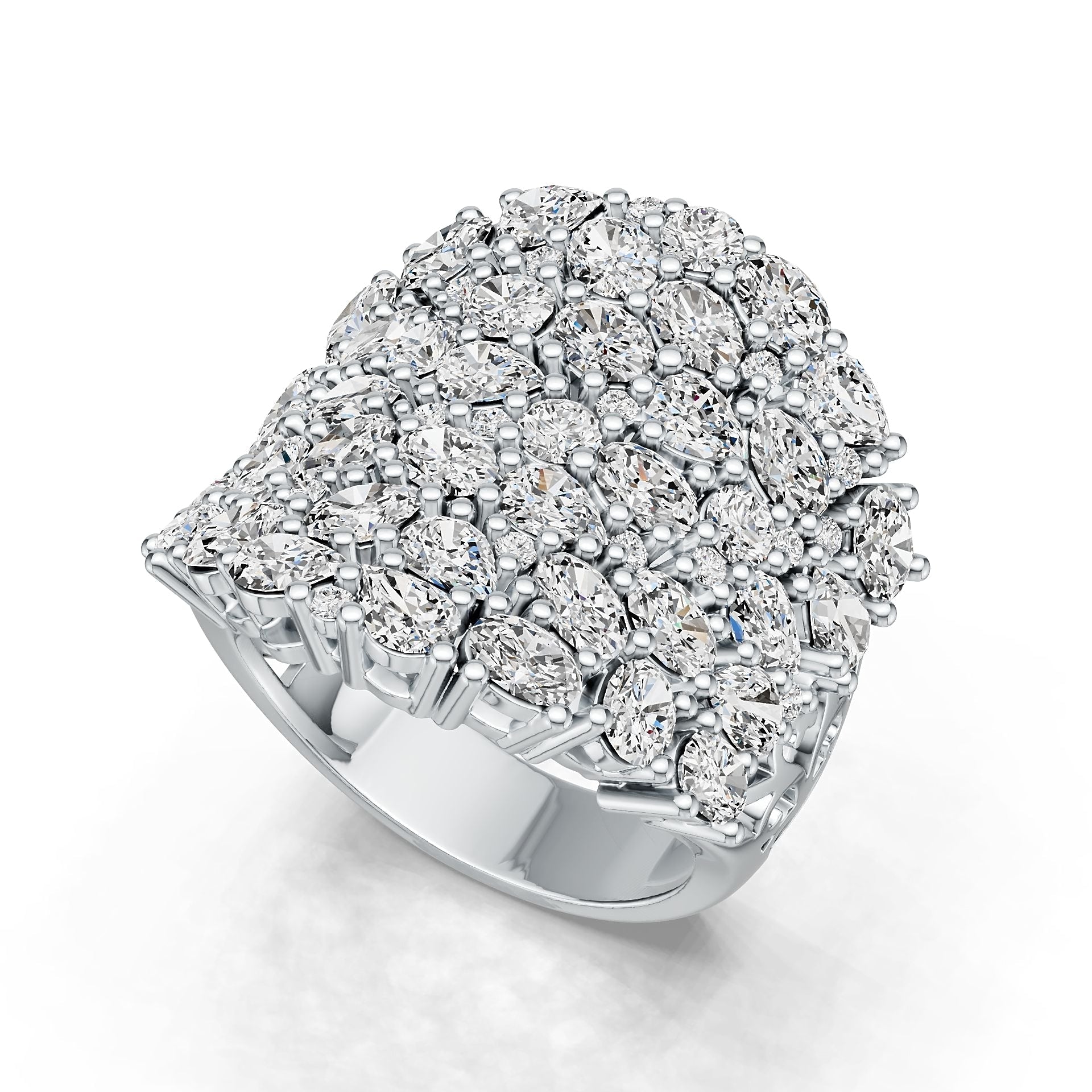 18K Gold Cluster Cocktail Ring with or Moissanite Diamond Accent DHJ