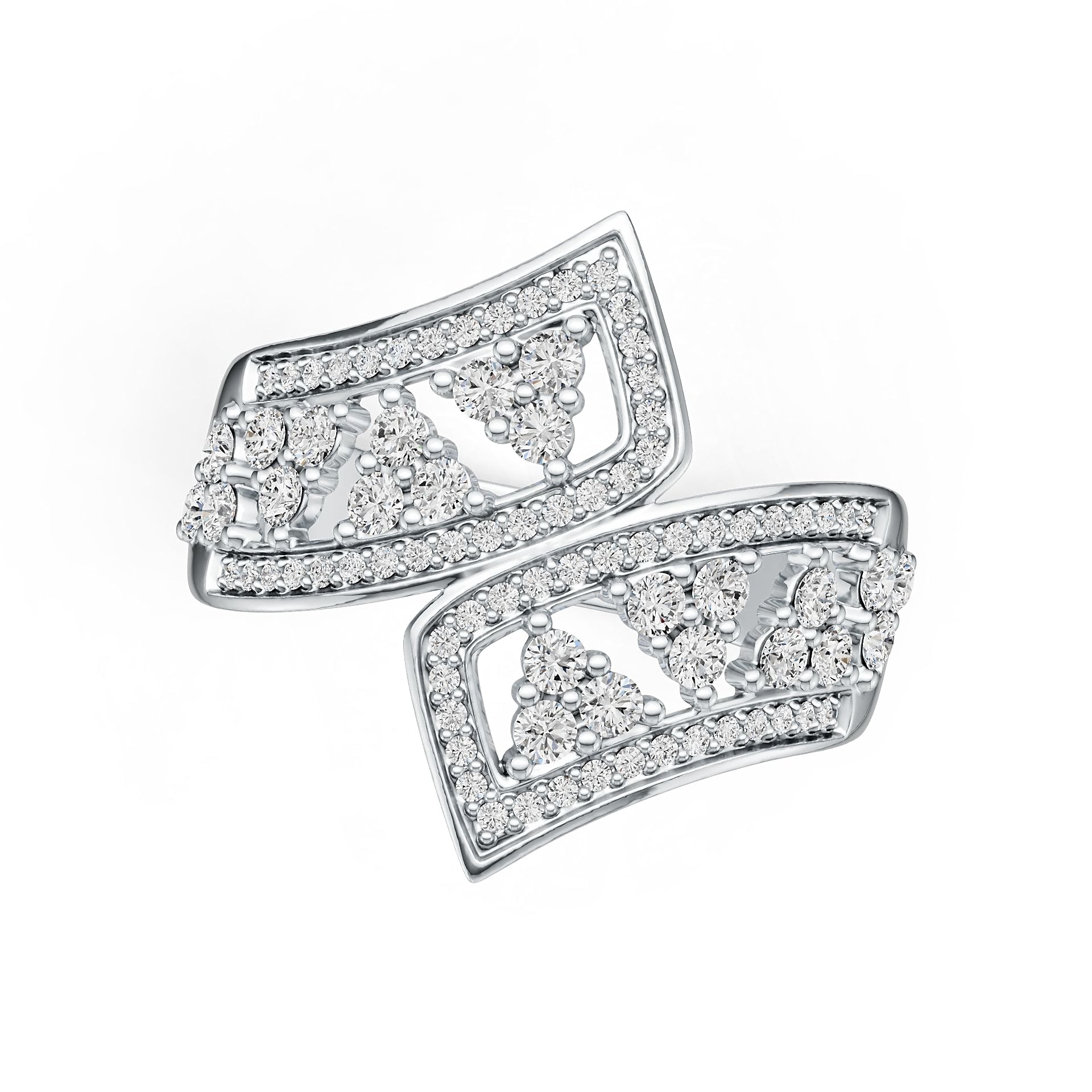 Sterling Silver Bypass Ring with White Topaz or Moissanite DHJ