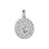 18K Gold Semi Mount Pendant Setting Oval OV 9X7mm PE 4x3mm Double Halo Diamond Accent DHJ
