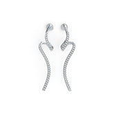 Sterling Silver Earrings with White Topaz or Moissanite Wavy Waterfall Theme DHJ