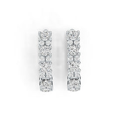 Sterling Silver Earrings Huggie Hoop with White Topaz or Moissanite Syzjewelry