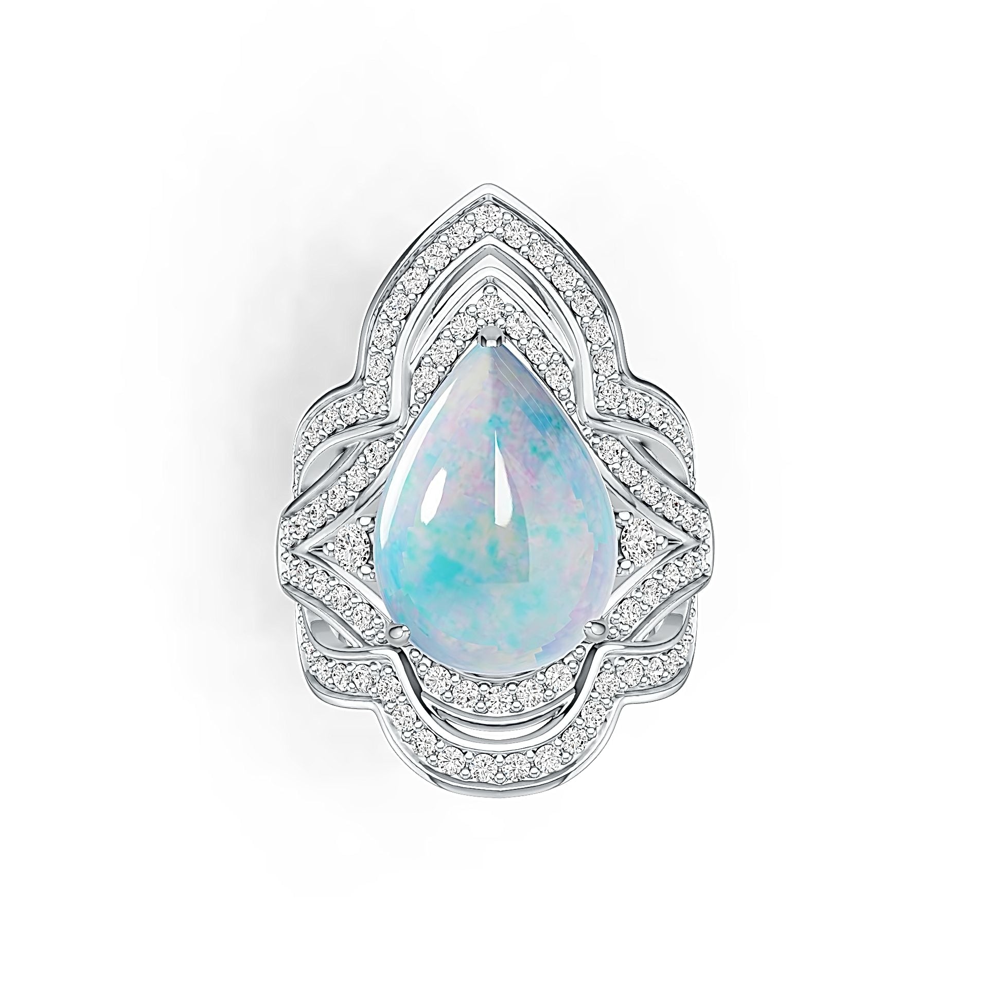 Sterling Silver Semi Mount Ring Setting Pear PE 17X12mm Cabochon DHJ