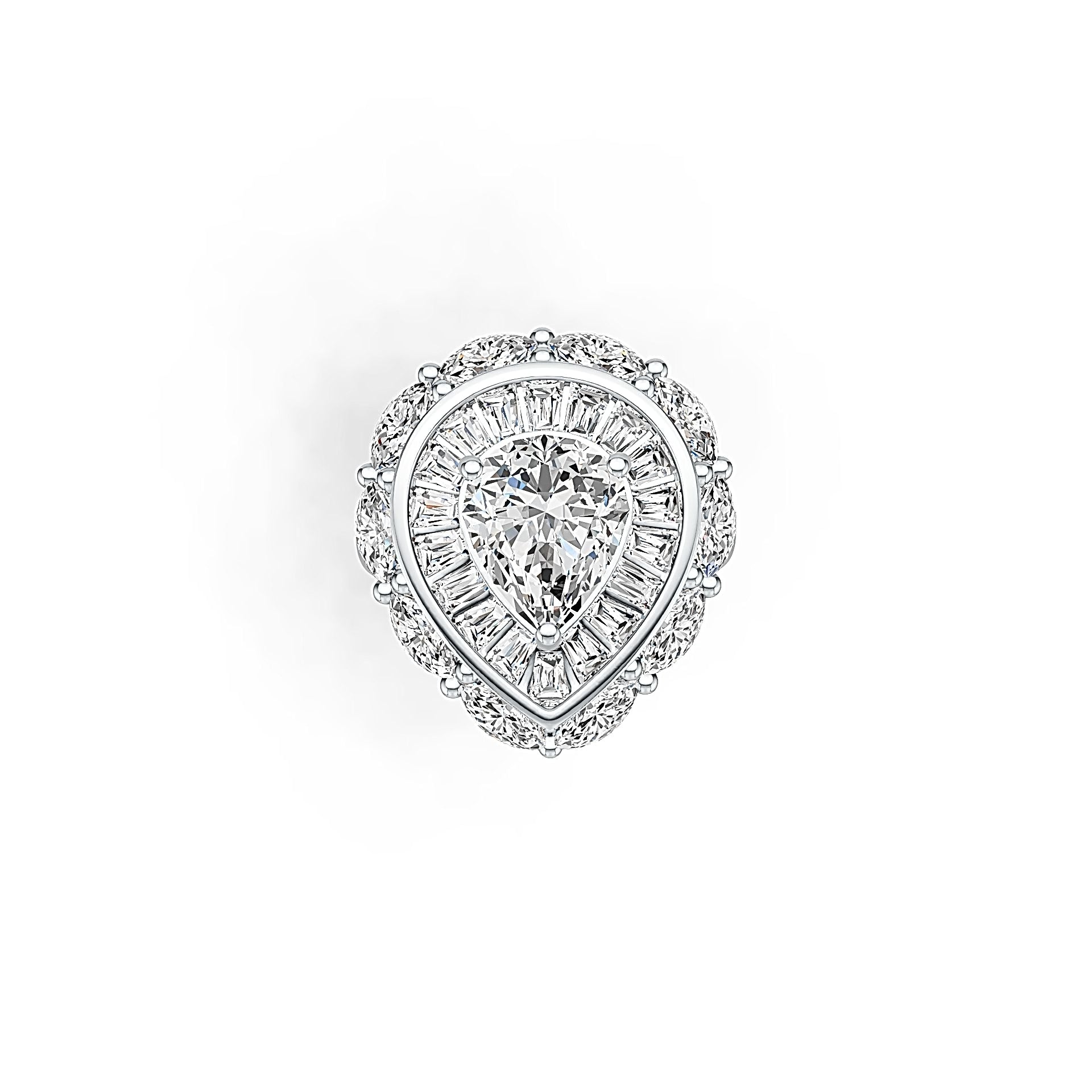 Sterling Silver Semi Mount Ring Setting Pear PE 11X9mm Baguette 3X2mm MQ 6X3mm DHJ