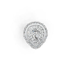 Sterling Silver Semi Mount Ring Setting Pear PE 11X9mm Baguette 3X2mm MQ 6X3mm DHJ