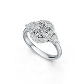 Platinum Semi Mount Ring Setting Oval OV 8X6mm HT 4X4mm Diamond Accent DHJ