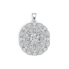 Platinum Semi Mount Pendant Setting Cushion CU 10X8mm Diamond Accent DHJ