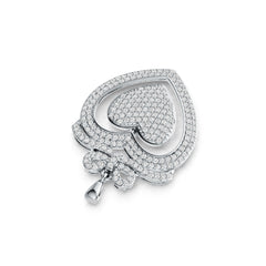 Platinum Pendant Heart with Bow Theme with White Topaz or Moissanite Diamond Accent DHJ