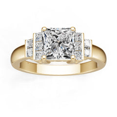14K Gold Semi Mount Ring Setting Princess Pr 7x7mm Diamond Accent Syz Jewelry