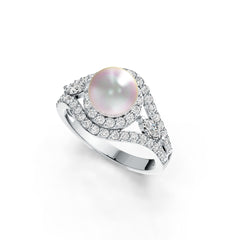 18K Gold Semi Mount Ring Setting Round RD 8.5mm Diamond Accent DHJ