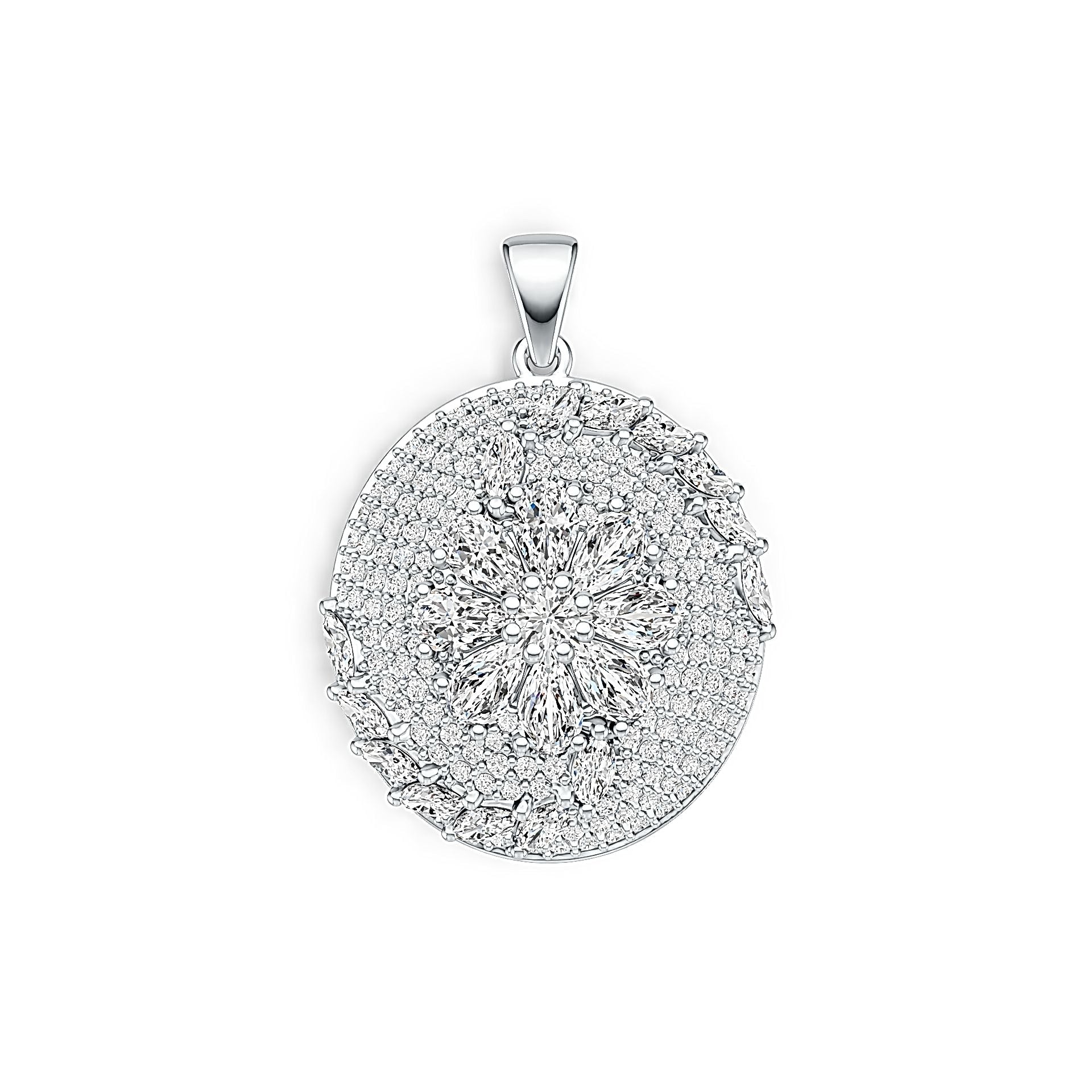 Platinum Semi Mount Pendant Setting Pear PE 5X3mm Diamond Accent DHJ