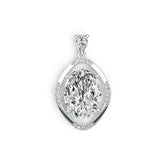 Sterling Silver Semi Mount Pendant Setting Oval OV 16x12mm W/ White Topaz Syzjewelry