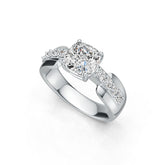 Platinum Semi Mount Ring Setting Cushion CU 7.5X7.5mm Diamond Accent DHJ