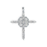 14K Gold Semi Mount Pendant Setting Oval OV 5x3mm RD 3x3mm Cross Theme DHJ