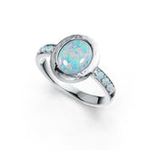 14K Gold Semi Mount Ring Setting Oval OV 10X8mm RD 2X2mm Cabochon Bezel DHJ