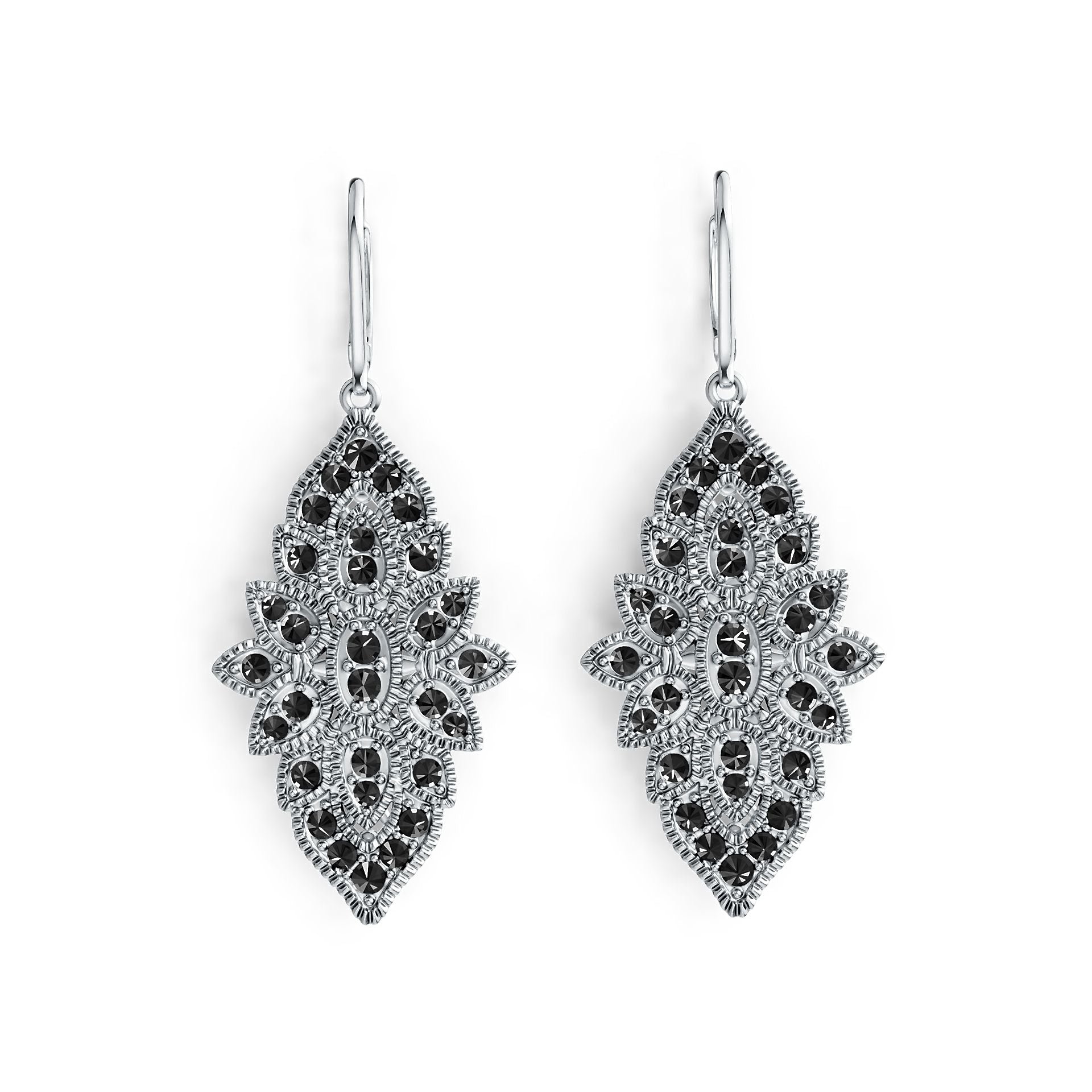 Sterling Silver Dangling Earrings with White Topaz or Moissanite DHJ