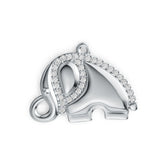 Sterling Silver Pendant with White Topaz or Moissanite Elephant Theme DHJ