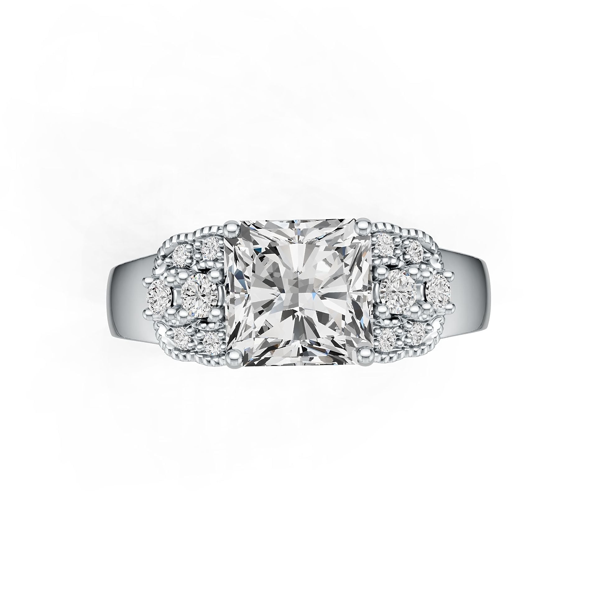 Sterling Silver Semi Mount Ring Setting Emerald OCT 8X8mm DHJ