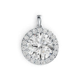 18K Gold Semi Mount Pendant Setting Round RD 15.5mm Halo Diamond Accent DHJ