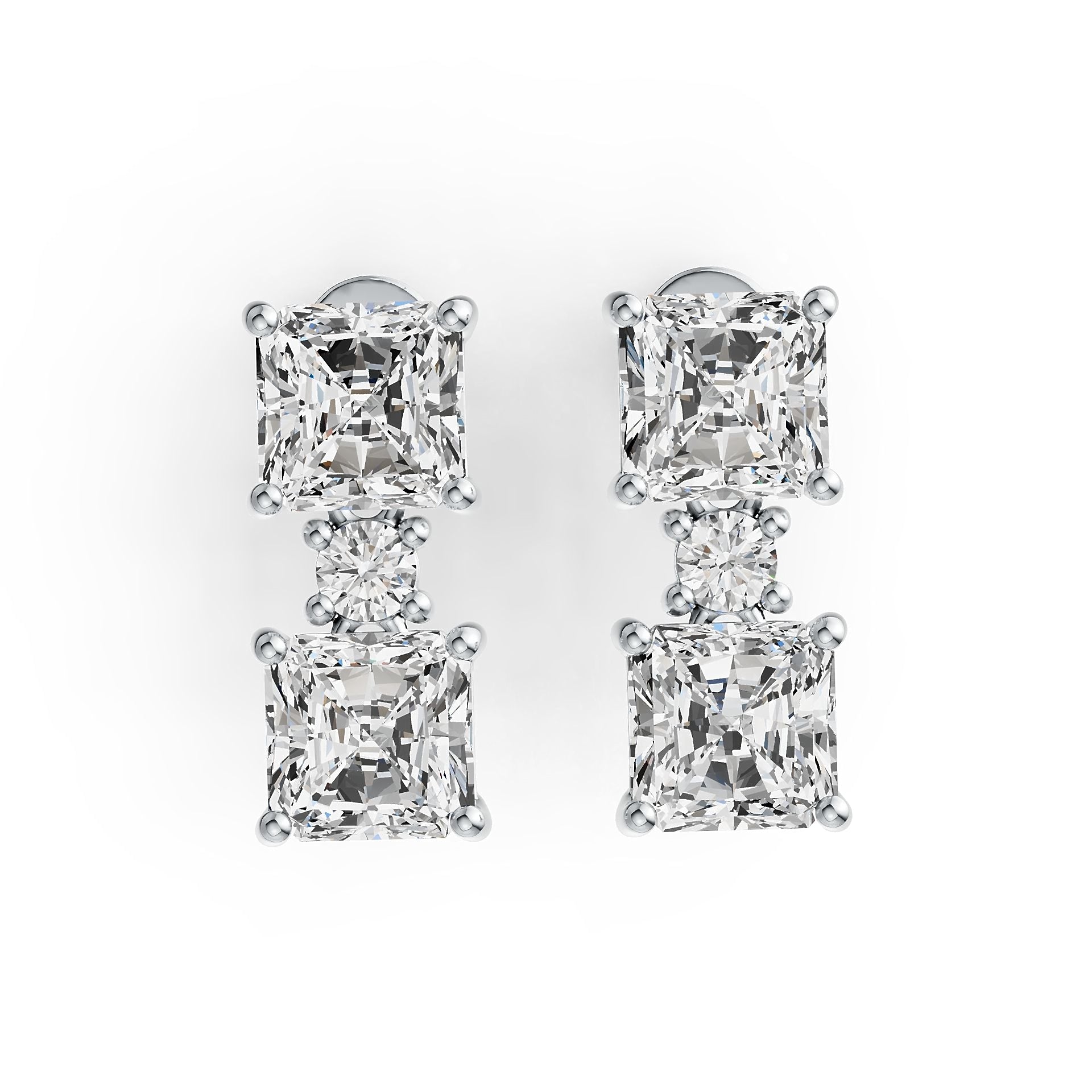 Sterling Silver Semi Mount Earrings Setting Emerald OCT 6X6mm DHJ