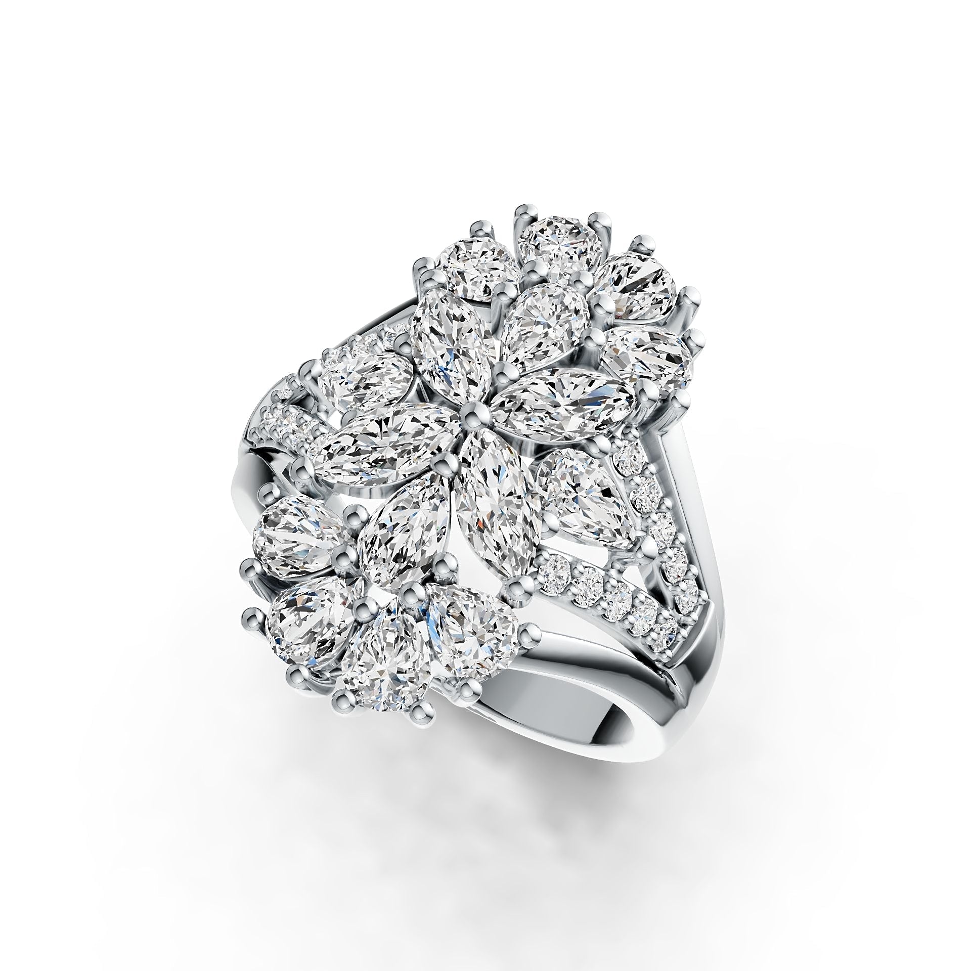 10K Gold Semi Mount Ring Setting Marquise MQ 6X3mm PE 5X3mm PE 4X3mm Moissanite Accent DHJ