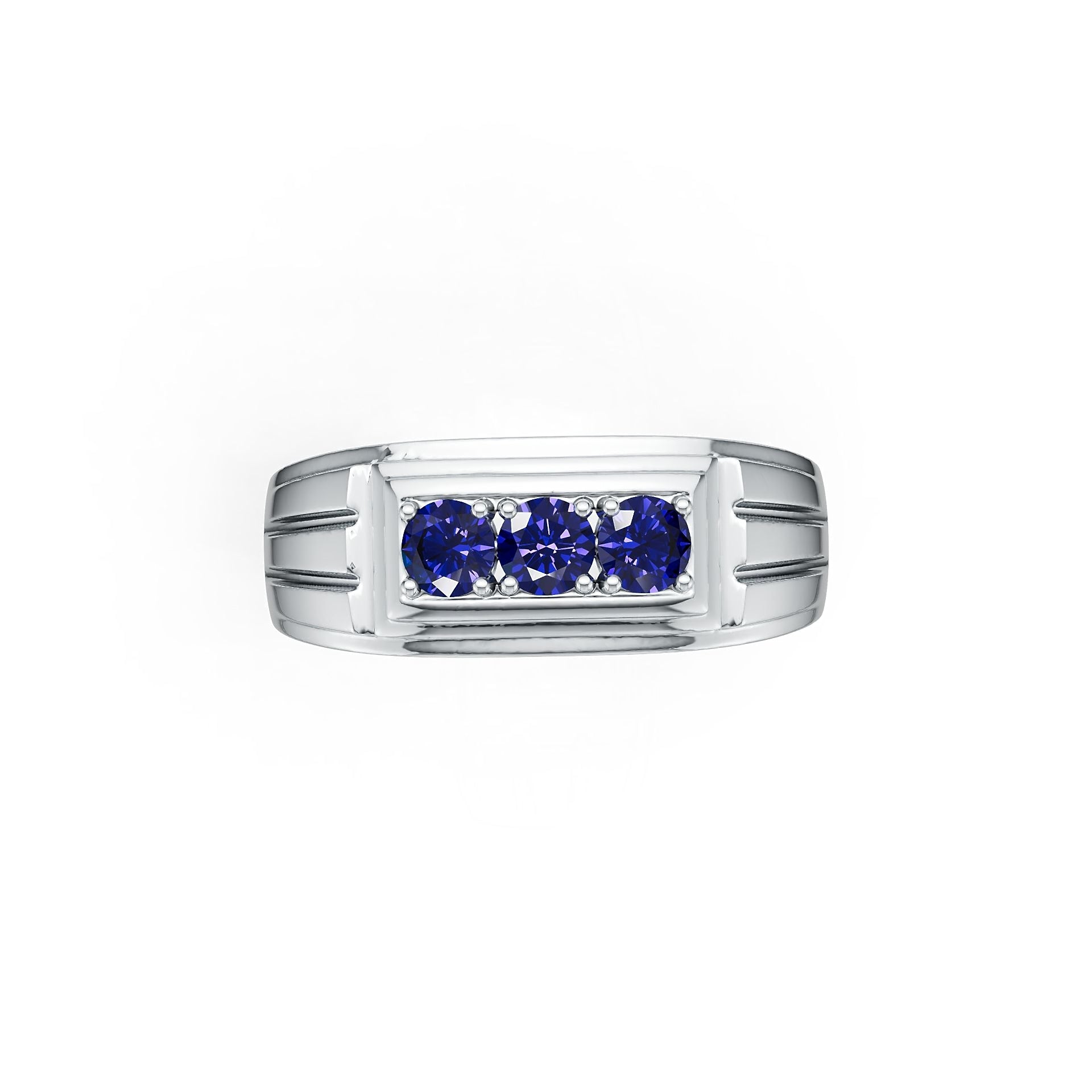 Solid Men's Sterling Silver Semi Mount Ring Setting RD 4x4mm 3 Stone Ring Syzjewelry