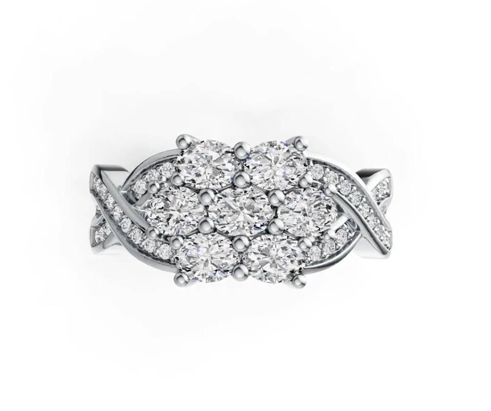 Sterling Silver Semi Mount Ring Setting Oval OV 4X3mm Twist Band with White Topaz - Syzjewelry
