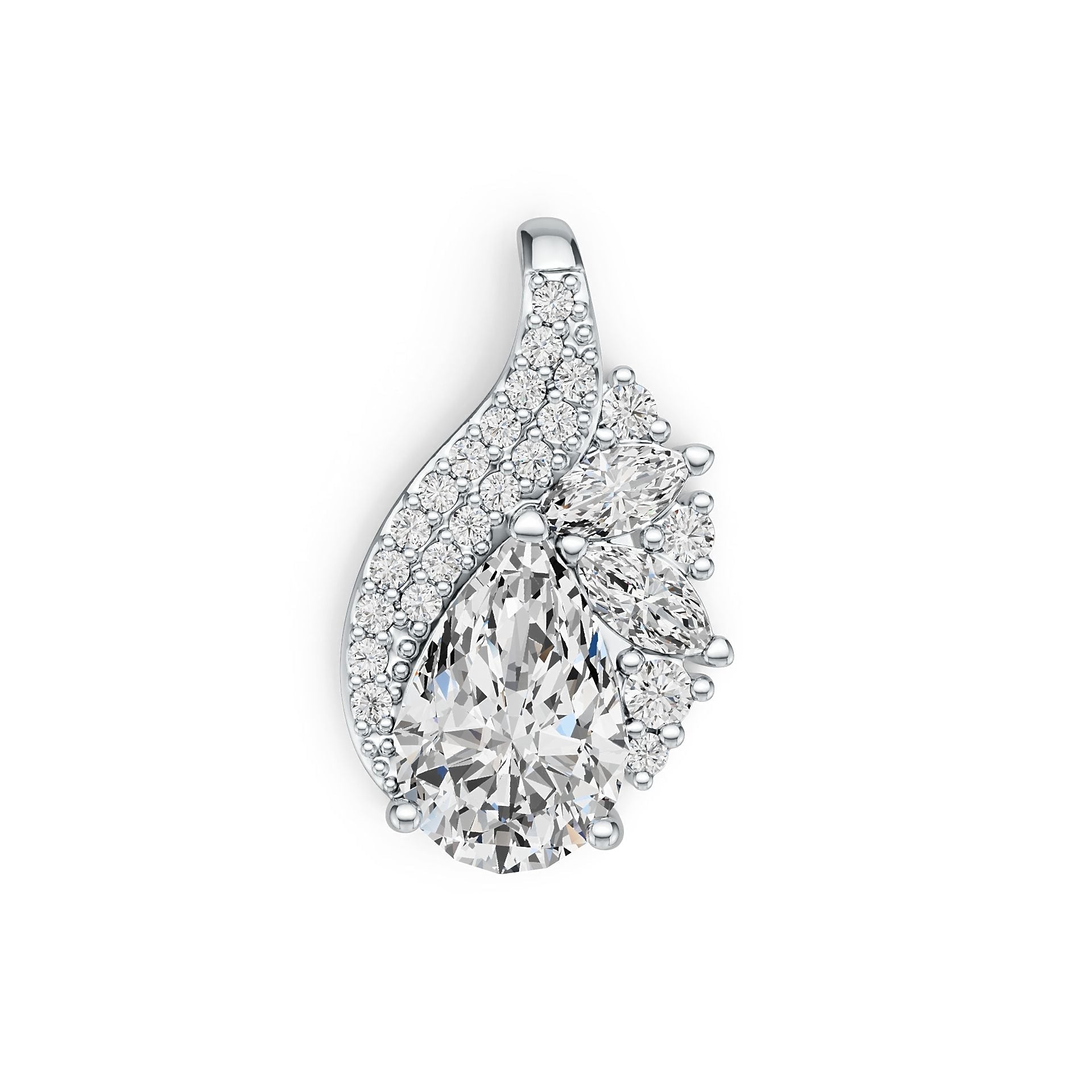 14K Gold Semi Mount Pendant Setting Pear PE 12X8mm MQ 6X3mm Diamond Accent DHJ