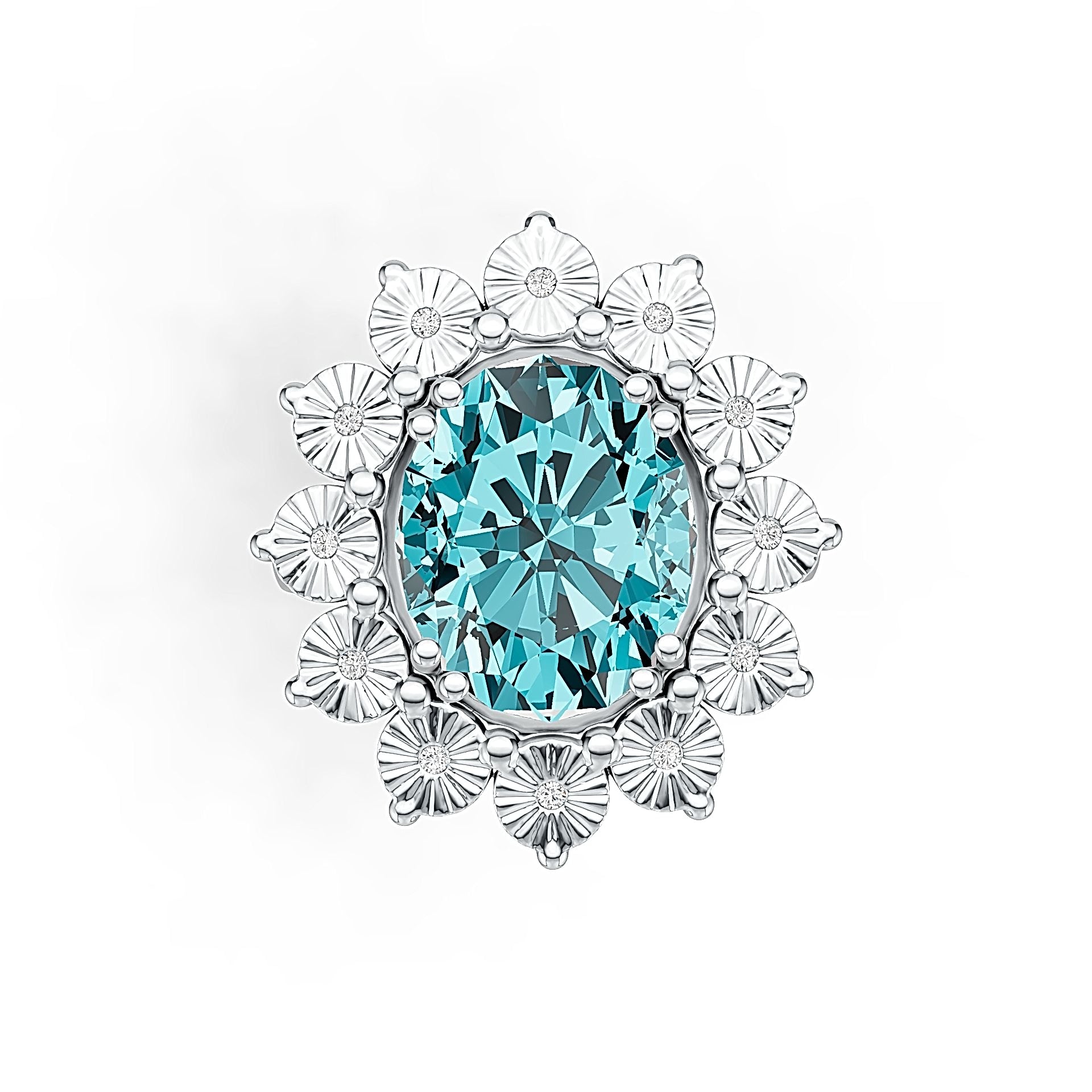 Sterling Silver Semi Mount Ring Setting Oval OV 12X10mm Halo Cocktail Ring DHJ