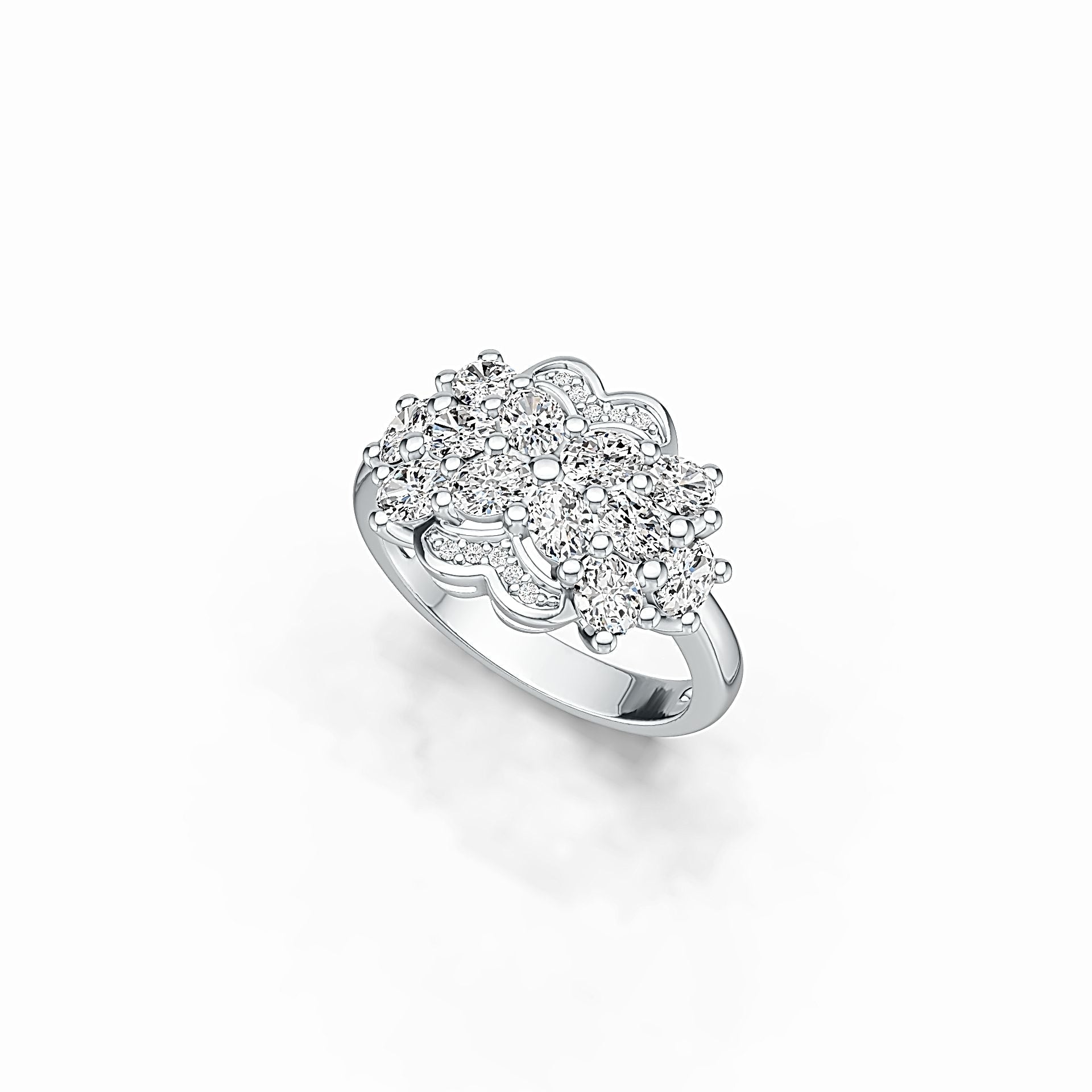 Platinum Semi Mount Ring Setting Oval OV 4X3mm with White Topaz Diamond Accent DHJ