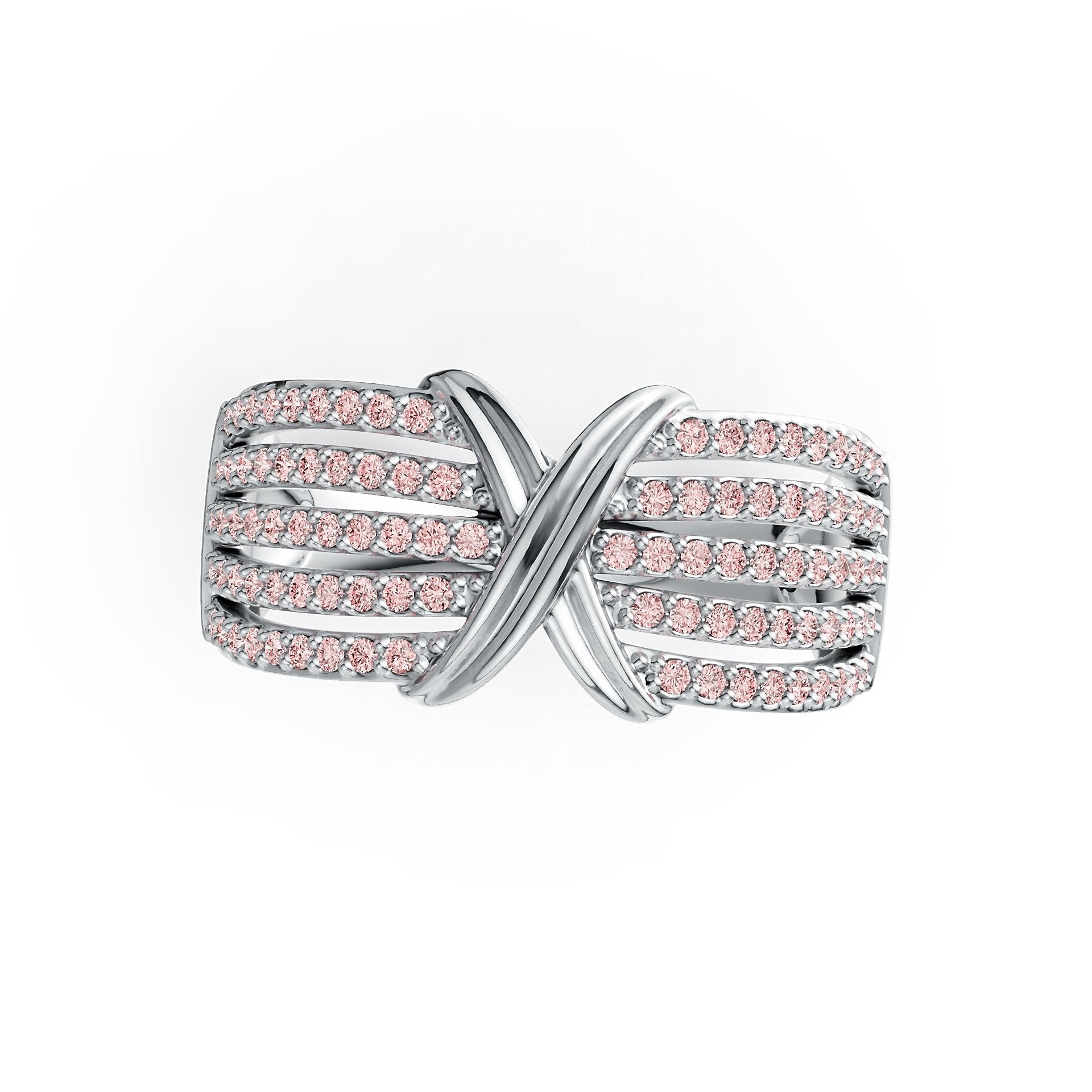 Sterling Silver Ring Crossover Multi-Row with White Topaz or Moissanite Syzjewelry