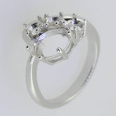 18K Gold Semi Mount Ring Setting Oval OV 9x7mm RD 4x4mm Mother's Ring Bypass Cluster Diamond Accent Syzjewelry
