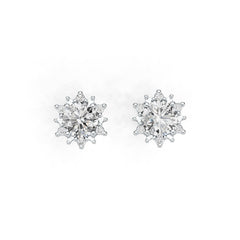 14K Gold Semi Mount Earrings Setting Round RD 5X5mm Diamond Accent DHJ