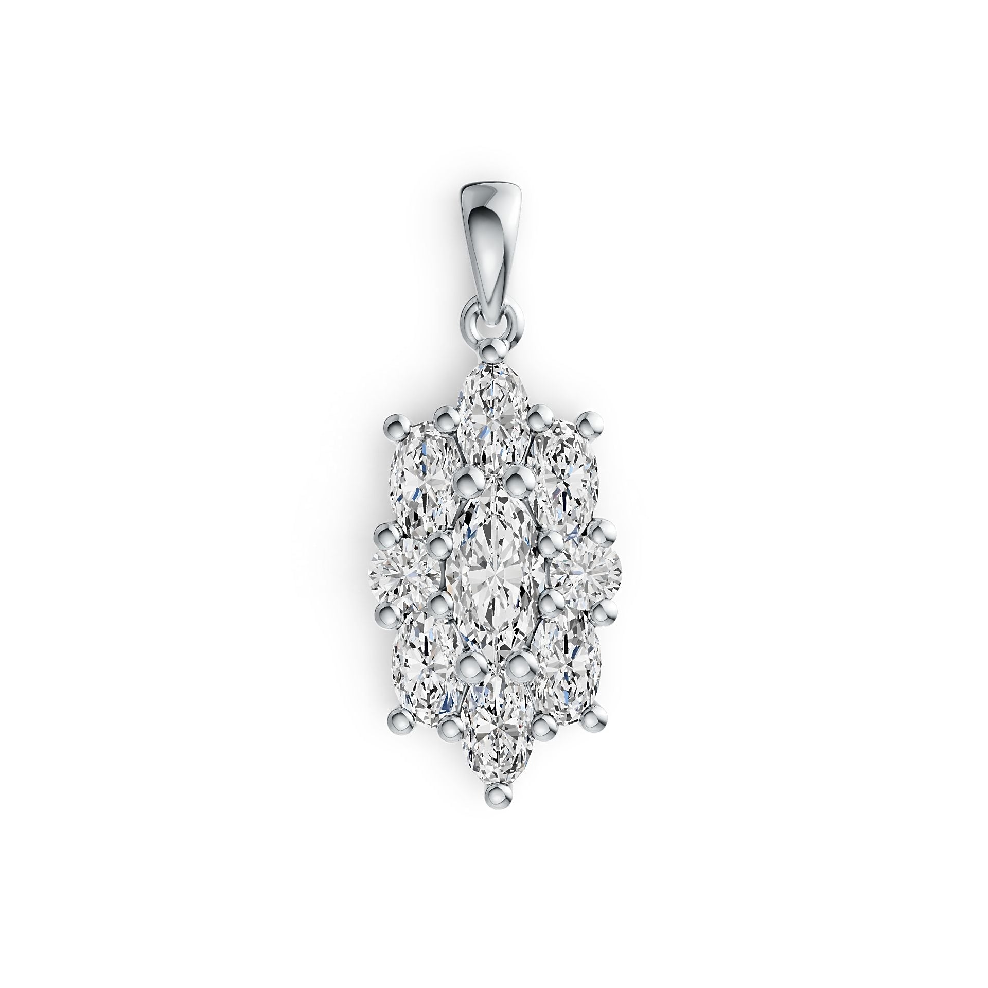 Platinum Semi Mount Pendant Setting Marquise MQ 8X4mm OV 5X3mm RD 3X3mm DHJ