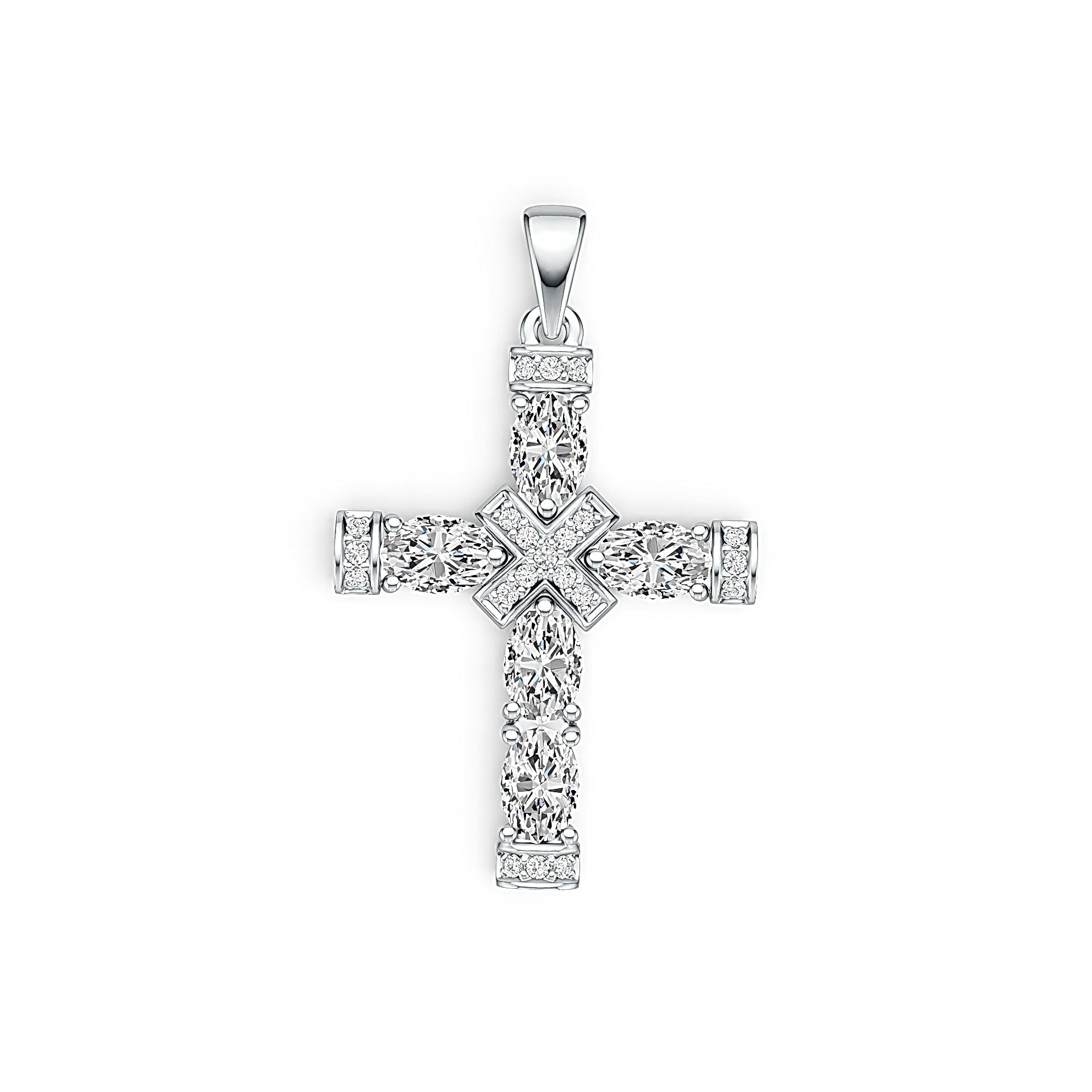 Platinum Semi Mount Pendant Setting Oval OV 6X4mm Diamond Accent DHJ