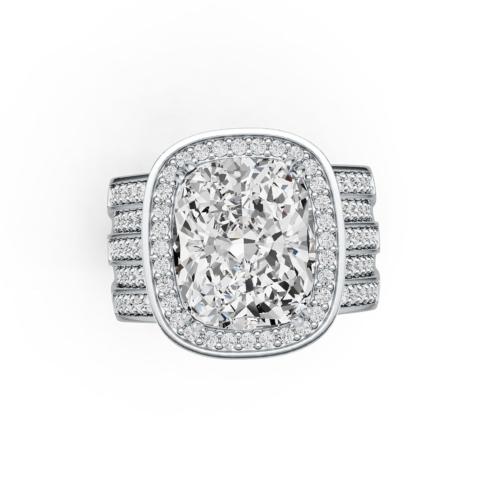 Sterling Silver Semi Mount Ring Setting Cushion CU 12X10mm with White Topaz DHJ