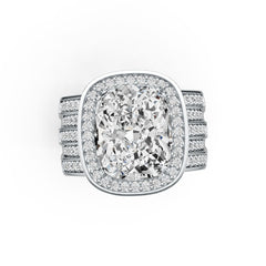 Sterling Silver Semi Mount Ring Setting Cushion CU 12X10mm with White Topaz DHJ