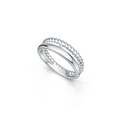 Platinum Ring Double Band Twisted Rope Theme DHJ