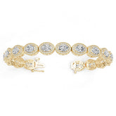 10K Gold Semi Mount Bracelet Setting Round Ro 7x5mm Moissanite Accent Syz Jewelry