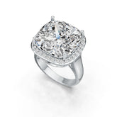 10K Gold Semi Mount Ring Setting Cushion CU 15x15mm Halo Moissanite Accent DHJ